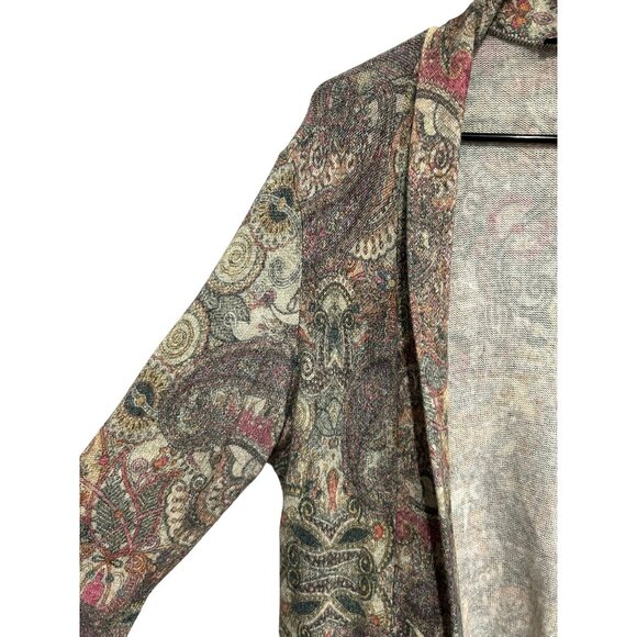 Vintage Robert Kitchen Womens Brown Paisley Open Front Long Cardigan SZ XXLarge - Picture 4 of 8